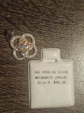 925 Sterling Silver Moissanite Pendant with Sparkling Multi-Color Center